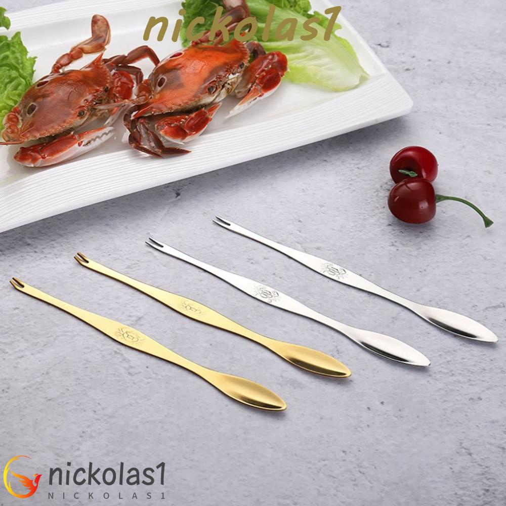 Nickolas1 Peralatan Seafood 1pcs Kreatif Berkepala Ganda Garpu Buah Untuk Kepiting Dan Lobster Tipis Crab Picking Tools