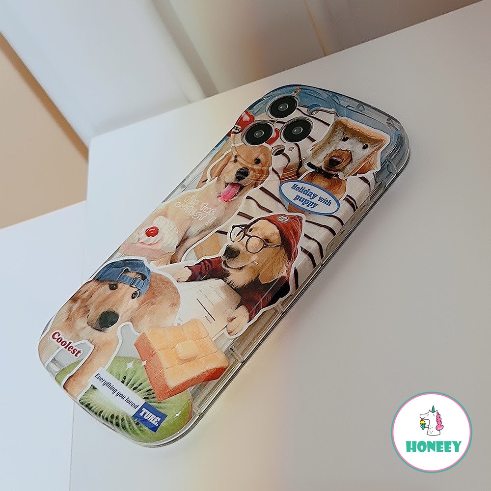 IPHONE Kacamata Anjing Roti Bakar Lucu Puppy Cowboy Kartun Phone Case Untuk Iphone14 13 12 11 Pro Max14 Plus Bantal Udara Lucu Shockproof Soft Cover