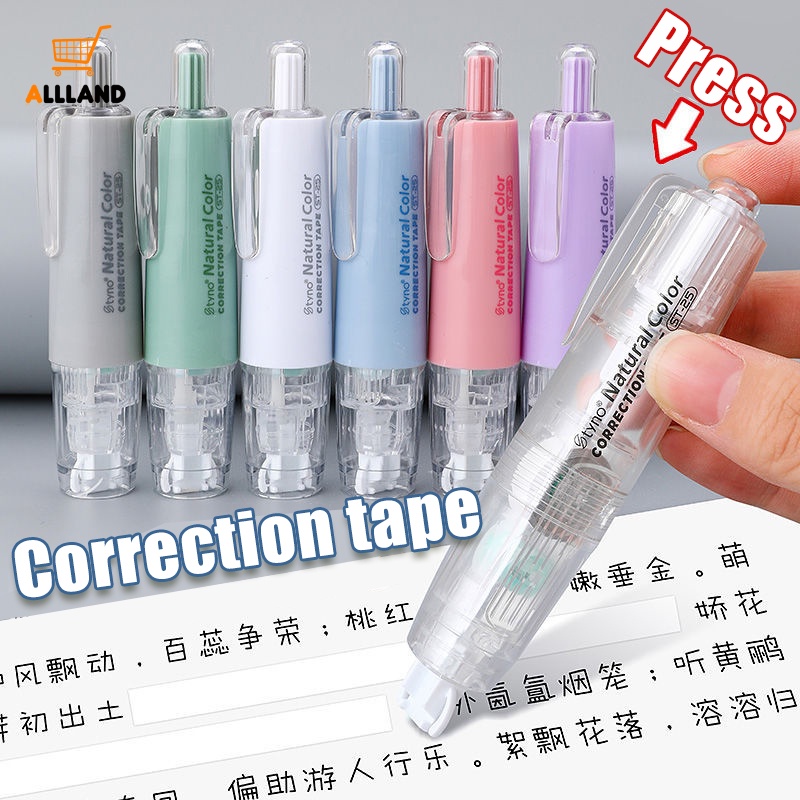 Lakban Koreksi Press Mini Multi Warna/ Kawaii Pen Shape Corrector Stationery/ Perlengkapan Kantor Sekolah Siswa Portable