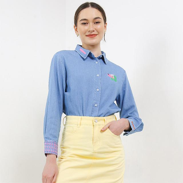 Hush Puppies Kemeja Wanita Liunic Gemas Medium Blue