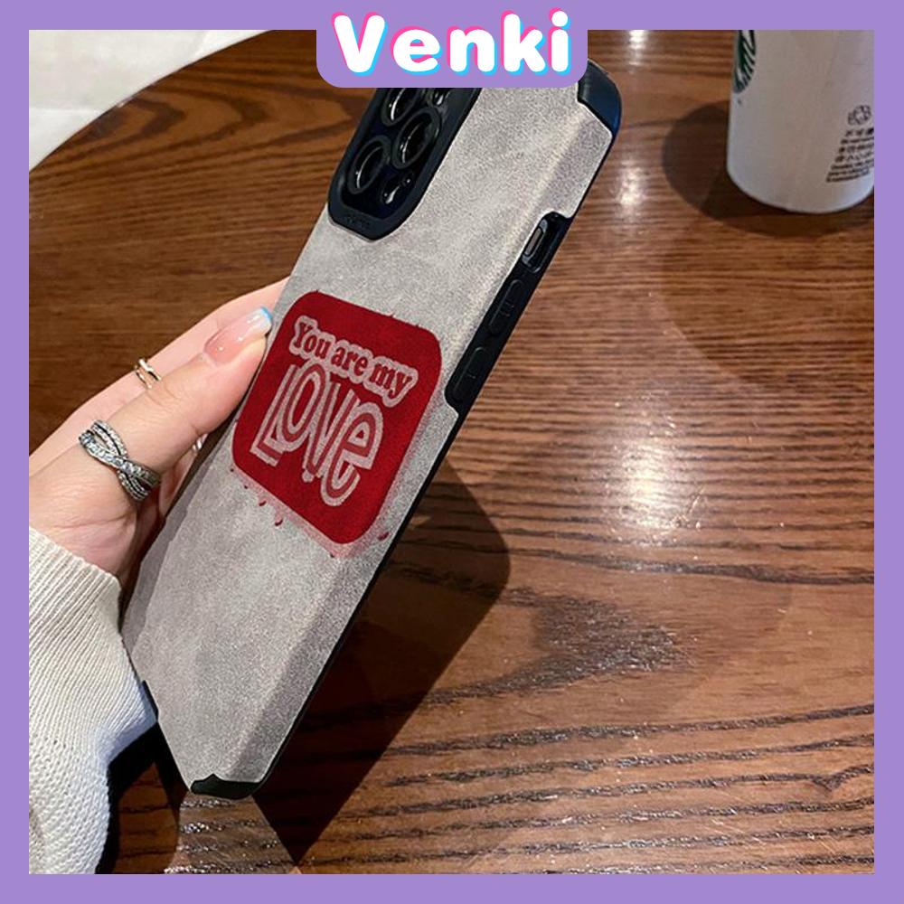 VENKI - Untuk iPhone 11 Case Leather Pupil Suede Case Soft Shockproof Phone Case Camera Simple Cute Red English Kompatibel dengan iPhone 14 13 Pro max 12 Pro max xr xs 7Plus 8Plus