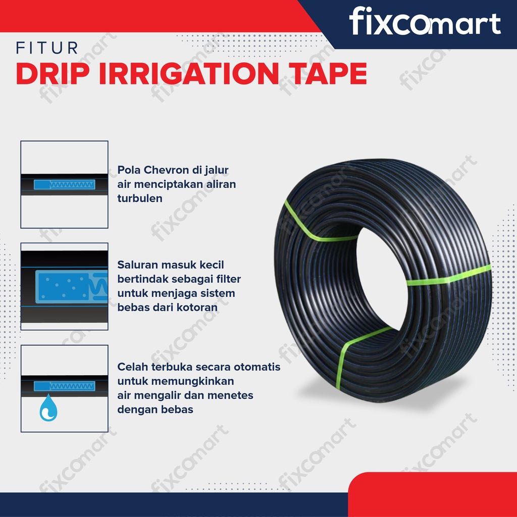 Selang Irigasi Alat Siram Air Taman Hidroponik Drip Tape 16 mm Drip Irrigation