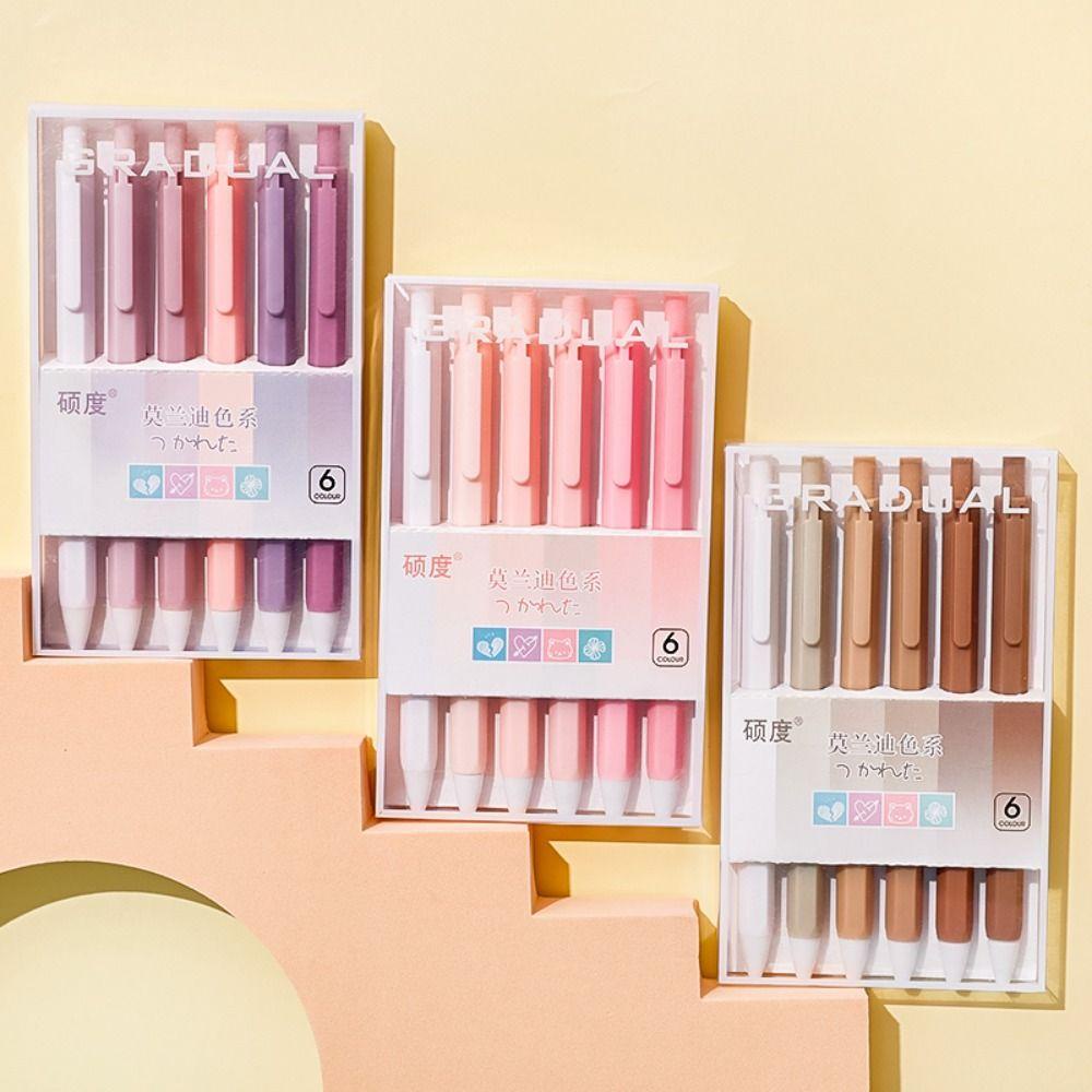 REBUY Rebuy ST Nib Press Gel Pen Set Kawaii 6pcs /Set Alat Tulis Kantor Anak Sekolah Bolpoin