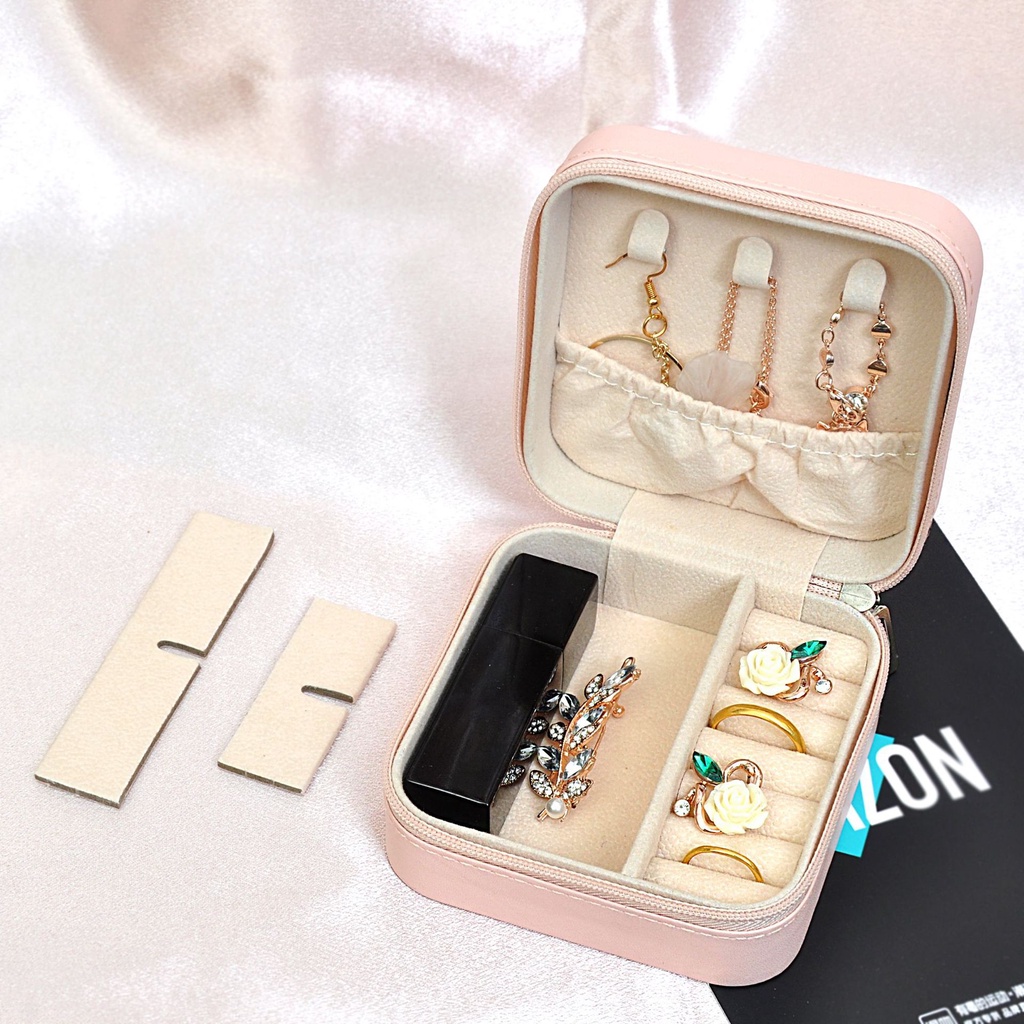 Versi Korea Kotak Penyimpanan Perhiasan Travel Portable Jewelry Box Kotak Perhiasan Kemasan Cincin Kecil