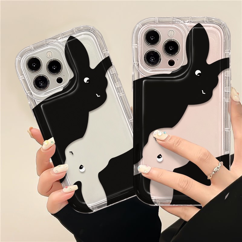 IPHONE Cute Couple Rabbit Soft Phone Case Kompatibel Untuk Iphone14 13 11 12 Pro XS Max X XR 78 Plus Casing TPU Silikon Shockproof Cover