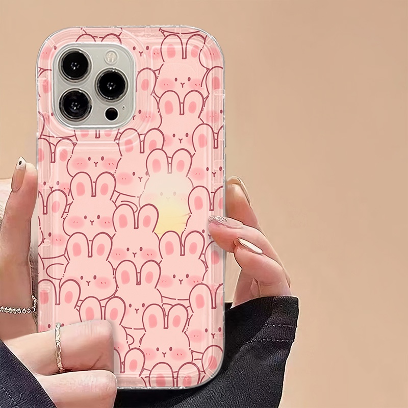 Kelinci Lucu Soft Phone Case Kompatibel Untuk IPhone Casing14 13 11 12 Pro XS Max X XR 7+ 8plus TPU Silikon Shockproof Cover