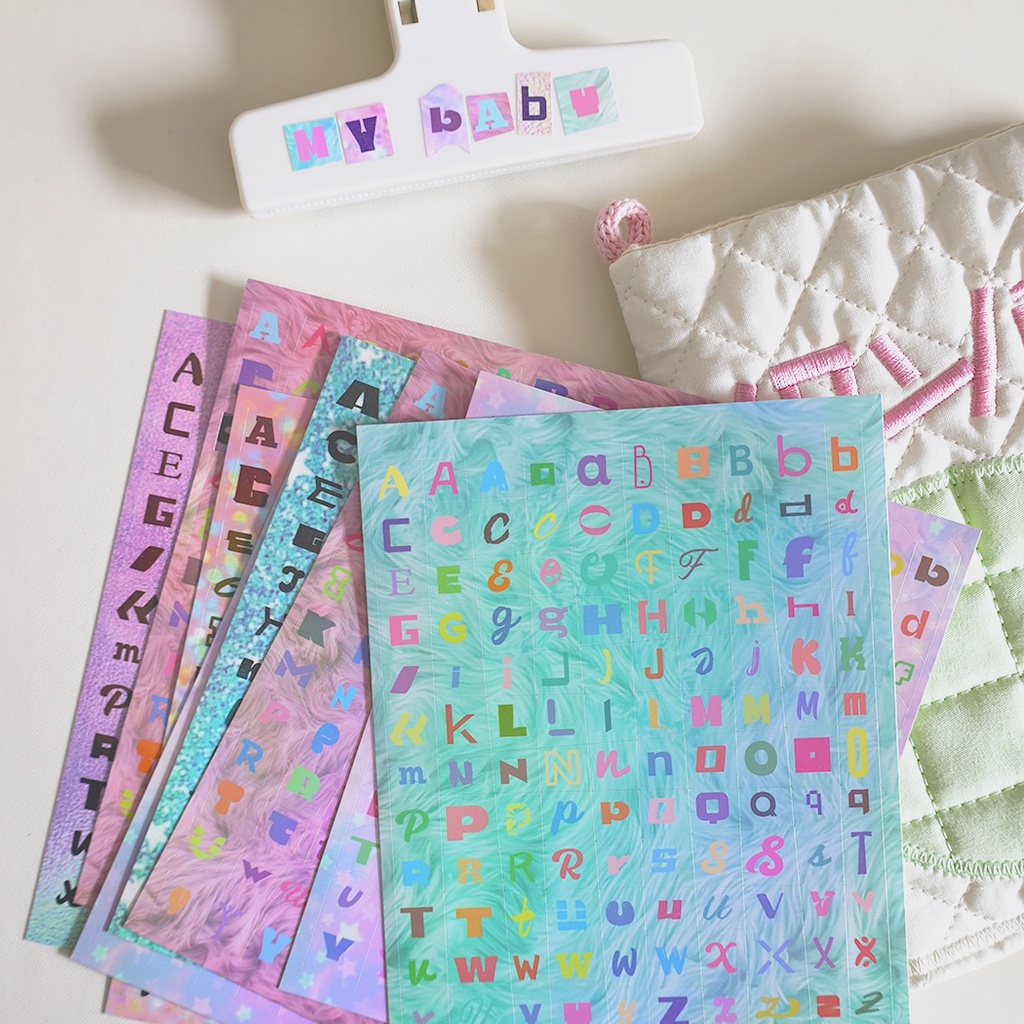 Galicici Original Shaped Die Cut Letter Sticker/ Buku Pegangan Kolase Laser Serbaguna Bahan Dekorasi Foto