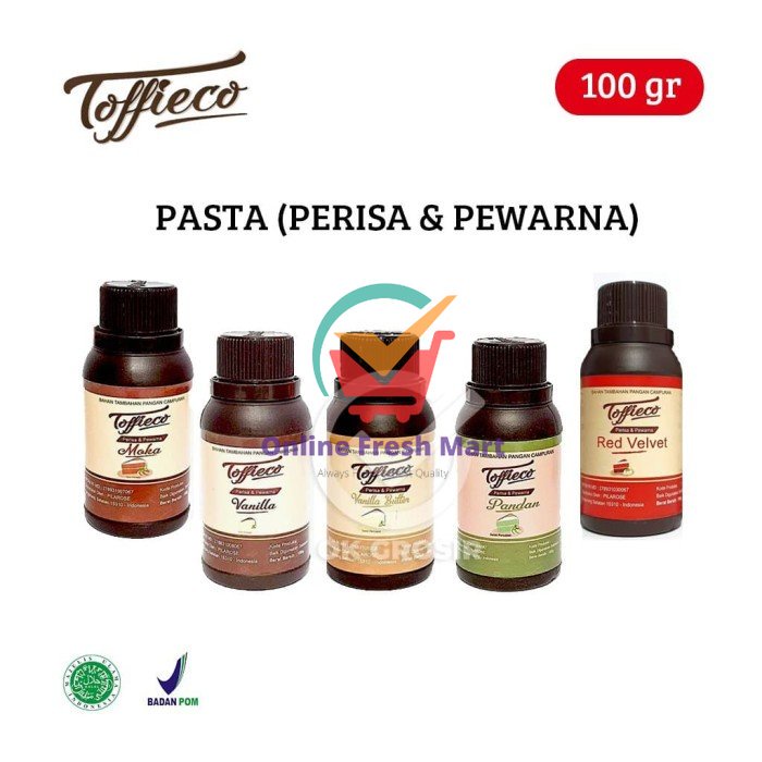 

Toffieco Pasta 100 gr [COKLAT / PANDAN / VANILA DLL ] - Pandan pasta - Online Fresh Mart Denpasar