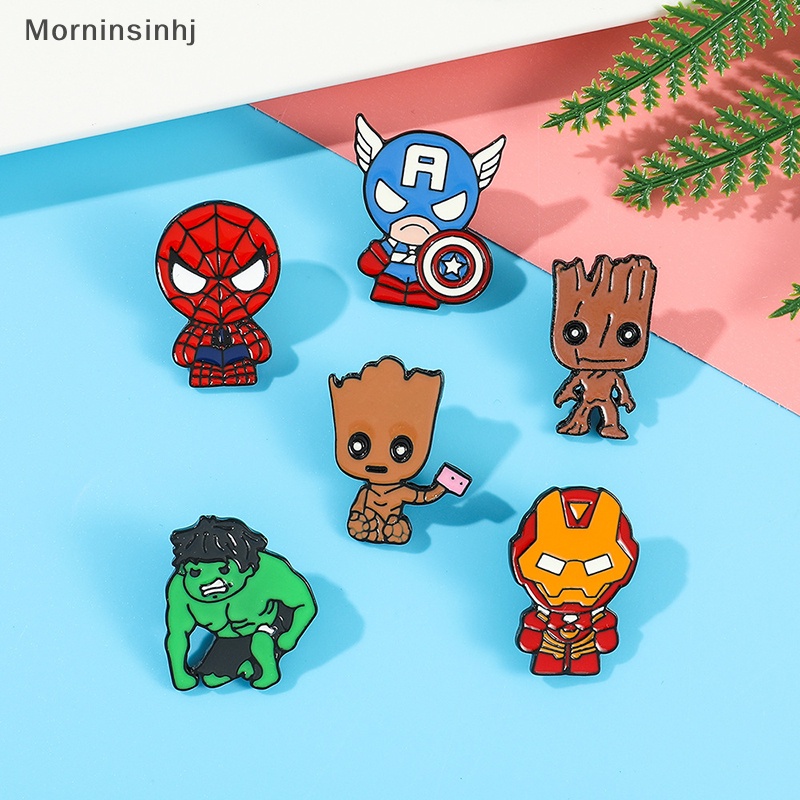 Mornin Disney Movie Avengers Iron Man Scarlet Witch Button Bros Superhero Captain America Enamel Kerah Pin Groot Spiderman Badge id