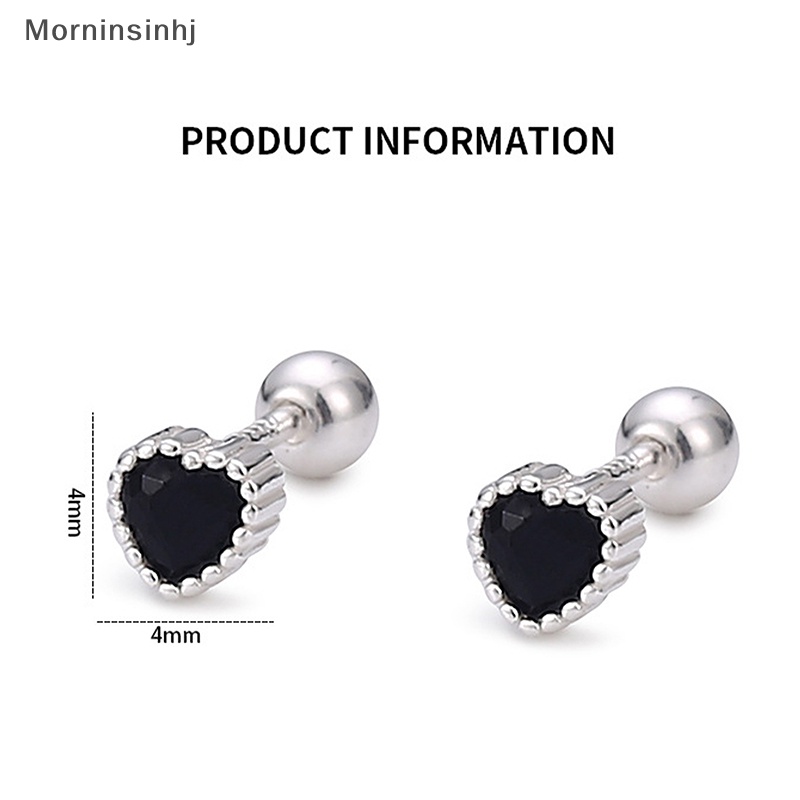 Mornin 1pasang S999 Perak Berlian Jantung Anting Telinga Tulang Kuku Untuk Wanita Tulang Rawan Anting-Anting Spiral Stud Anting-Anting Tubuh Perhiasan Hadiah id