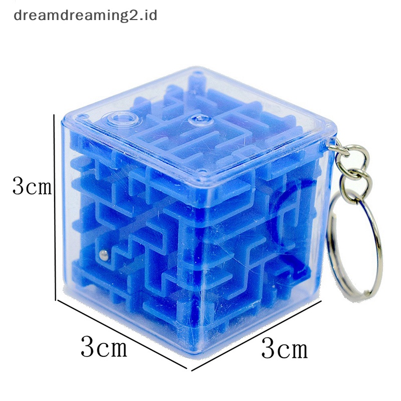 (drea) Puzzle Anak Maze Cube 3CM Gantungan Kunci Rotag Manik Maze Deion Mainan //