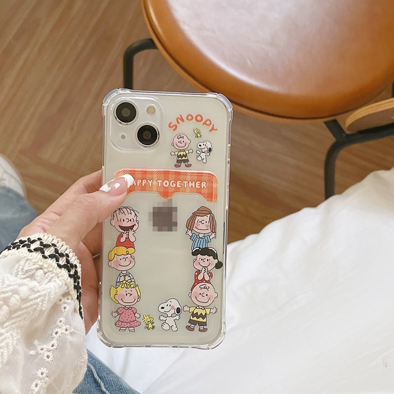 Card Case Picnic Snoopy Friends Soft Case HP iP iPhone 14 13 12 11 Pro X XS XR Max 7 8 + Plus FTD Casing Apple