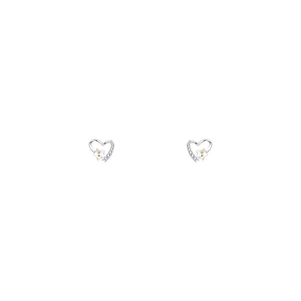 Korea Berlian Hati Bintang Anting Temperamen Wanita Gadis Mewah Studs Earring Jewelry