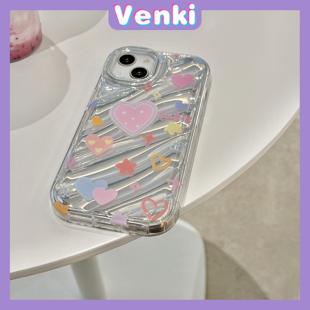 Venki - Untuk Iphone11 iPhone Case Laser Reflektif Bening Casing Ponsel TPU Lembut Shockproof Airbag Phone Case Hati Lucu Kompatibel Dengan Iphone14 13 Pro Max 12 Pro Max XR XS 7 8Plus