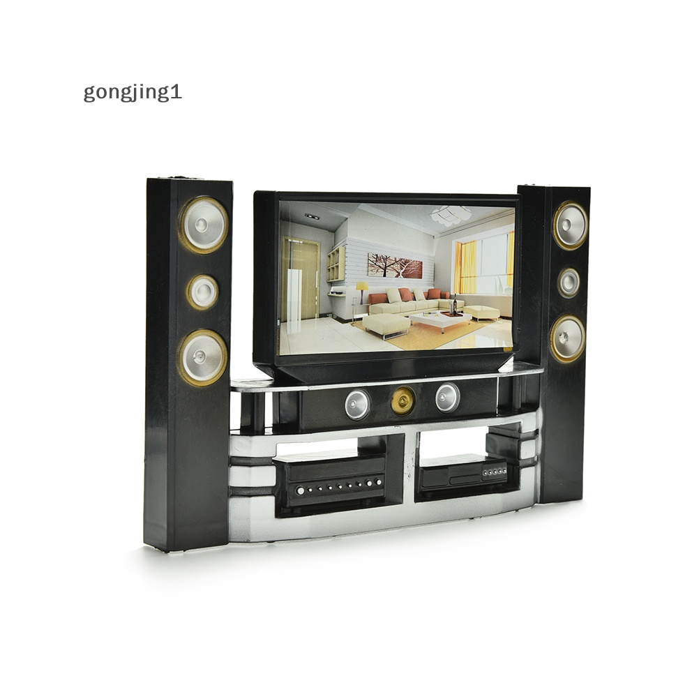 Ggg 1pcs Set Lemari Home Theater TV Mini Hi-Fi 1:6 Combo Untuk Boneka Barbie ID