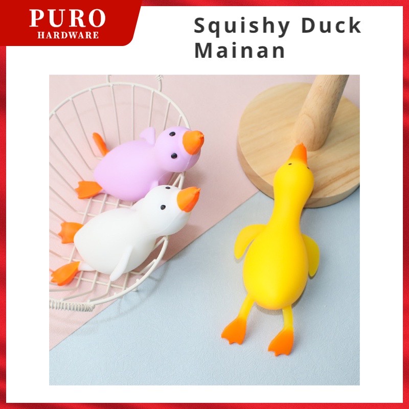 Mainan Squishy Bebek Stimulasi Remes Penghilang Stres Murah 3 Warna / Squishy Duck Mainan Anak Silikon Bentuk Bebek Stress Ball