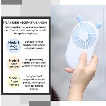 Kipas Angin Portable 2 IN 1 Cute Pocket Mini Fan USB Cooling Fan Desktop Hand Held Mini Summer Holder Phone Multifungsi Murah Import