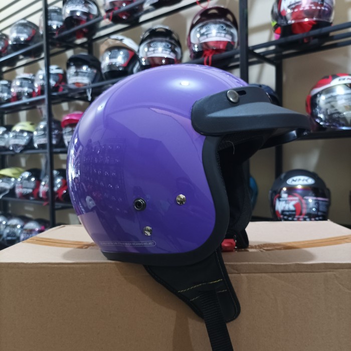 Helm retro dewasa look identik cargloss - Ungu, helmnya saja