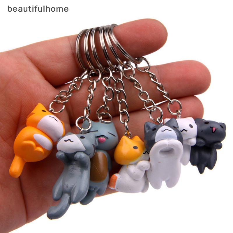 {beautifulhome} Gantungan Kunci Kucing Keberuntungan Kartun Yang Indah Wanita Pria Kitten Car Keychain Fashion Keyring.