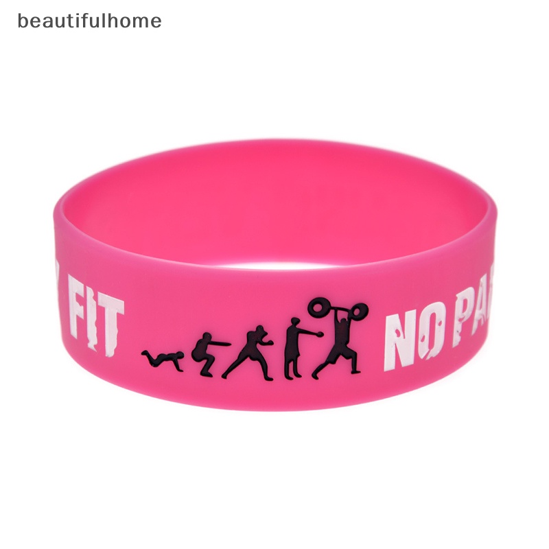 {beautifulhome} Gelang Silikon NO PAIN NO GAIN Untuk Pria Fashion Outdoor Basket Wristband.