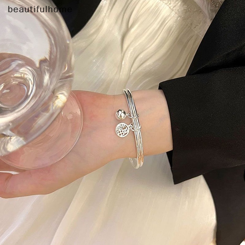 {beautifulhome} Fashion Fu Karakter Gelang Cincin Ganda Dengan Bell Ins Gaya Good Luck Gaya Korea Bangle Untuk Wanita Gadis Pesona Perhiasan Hadiah.