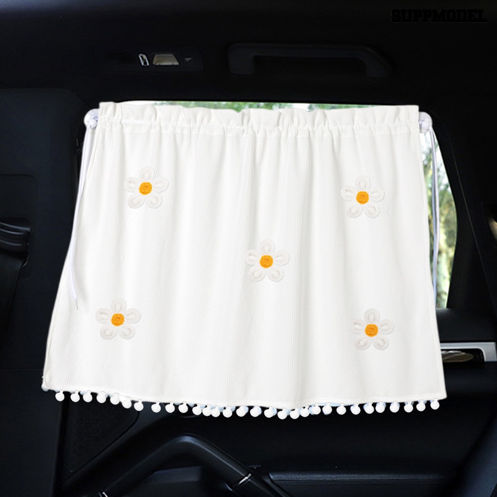 [SM] Car Sunshade Suction Cup Dengan Rumbai Peredam Panas Cotton Flower/Little Flower Rear Window Cover Car Supply