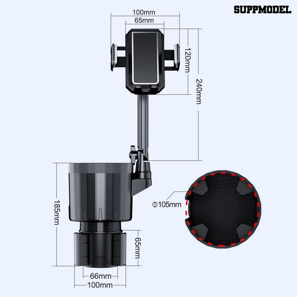 [SM] Dudukan Ponsel Mobil Cup Holder 2in1 Multi-Fungsional Adjustable Base Long Neck Rotasi 360derajat Hands-Free Universal Auto Mobile Phone Cradle Cup Holder Aksesoris Mobil