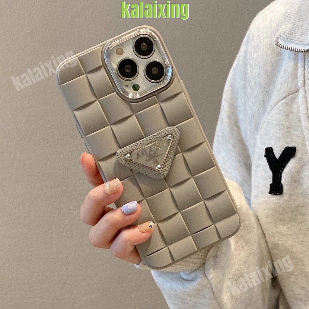 IPHONE Prada Fashion Soft Tpu Phone Case Electroplating 3D Motif Kotak Untuk Iphone14 Pro Max14 13 Pro Max Xr X Xs Max11 12 Pro