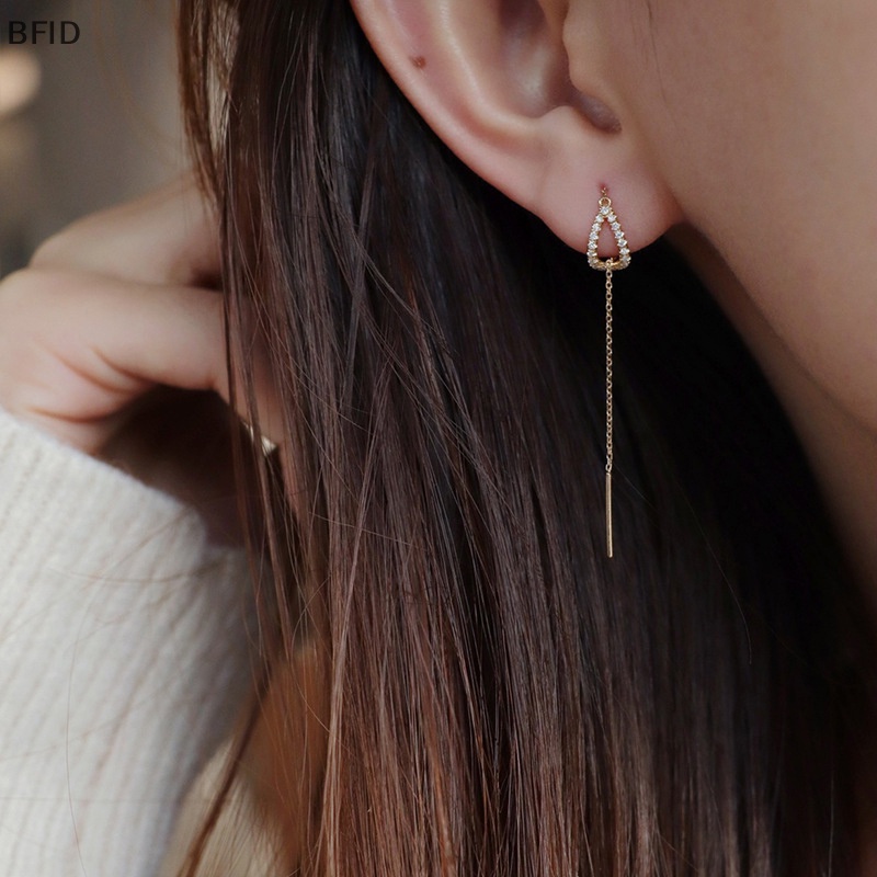 [BFID] 1pasang Drop Ear Line Anting Gantung Panjang Untuk Wanita Berlian Imitasi Threader Earing Ear Accessories Jewelry [ID]