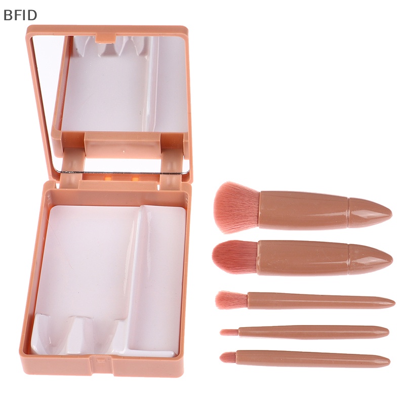 [BFID] 5pcs Set Alat Kuas Makeup Bedak Kosmetik Brush Eye Shadow Dengan Cermin [ID]