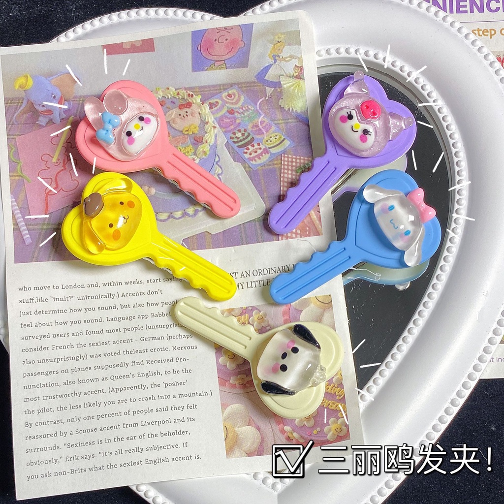 Jepit rambut anak kunci transparan kartun gemerlap sanrio bahan berkualitas import harga grosir bisa cod