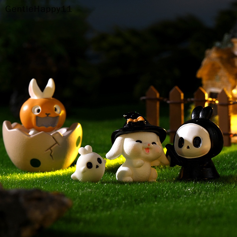 Gentlehappy 2023hadiah Tahun Baru Patung Miniatur Halloween Kelinci Mikro Lanskap Ornamen Dekorasi Indah Patung Kelinci Mini Peri Hiasan Taman Hewan Dekorasi Meja id