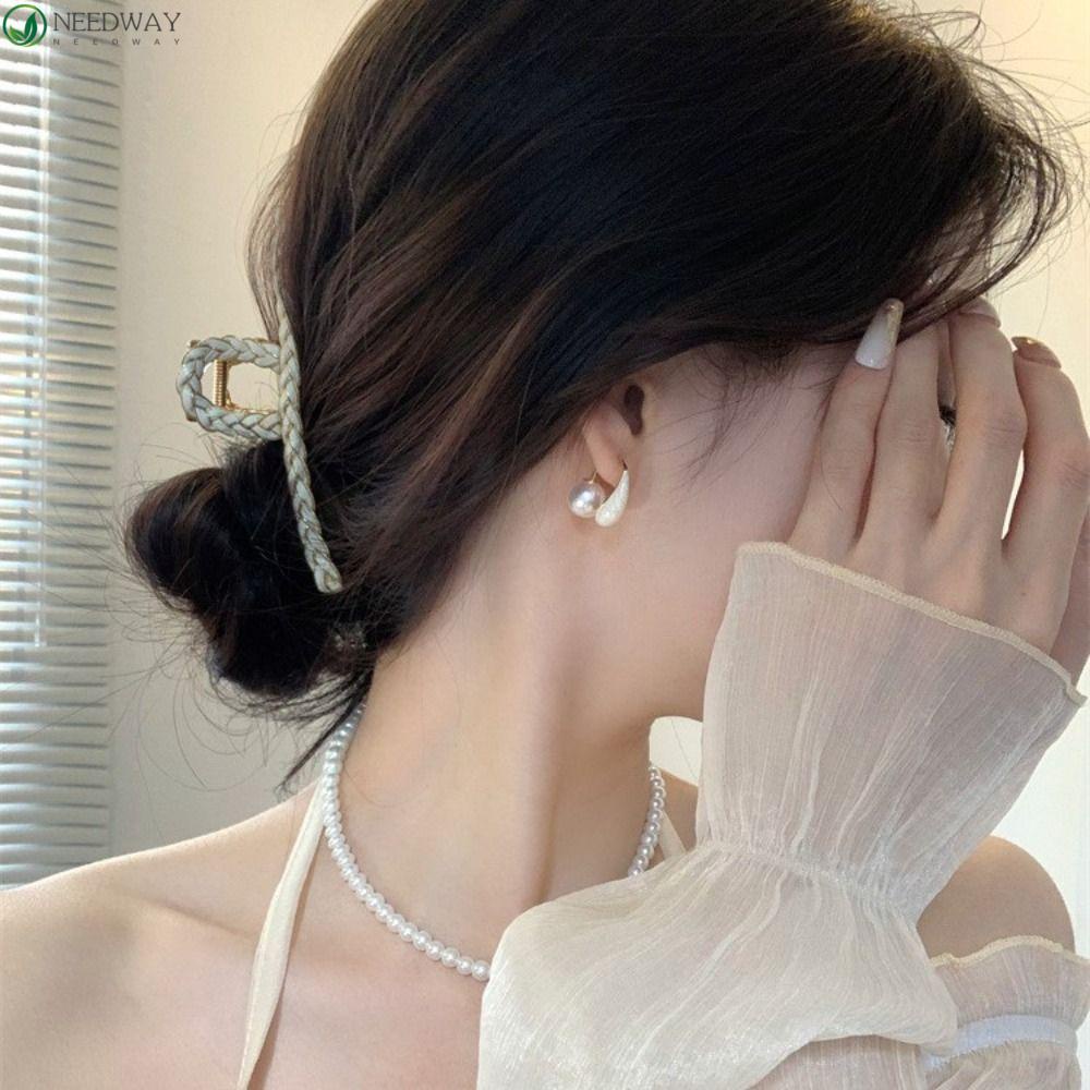 Needway Anting Mutiara Vintage Sederhana Cegah Alergi Tetesan Air Minyak Menjatuhkan Perhiasan Telinga Anting Enamel Untuk Wanita