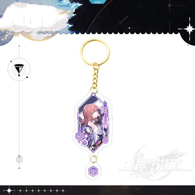 Anime Honkai Star Rai Dan Heng Maret 7th Murata Himeko Bronya Zaychik Kafka Blade Silver Wolf Pendant Gantungan Kunci Ransel Siswa Gold Keyring Charm Aksesoris [ZK]