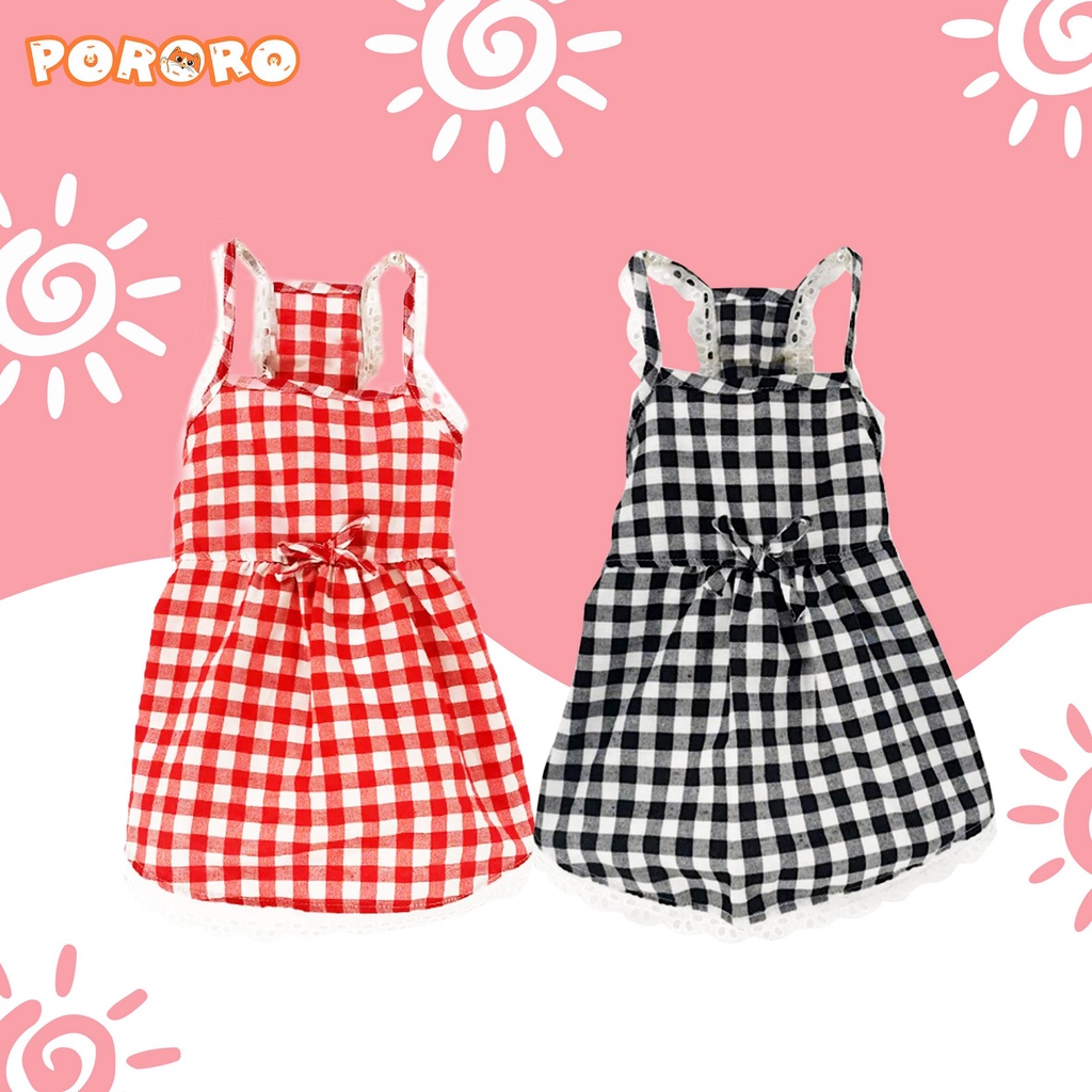 PORORO - Baju Kucing - Dress Kotak Bergaris