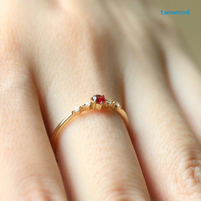 Twowood Cincin Ruby Lapis Emas 18k Untuk Perempuan fashion Eropa Dan Amerika engagement end ring