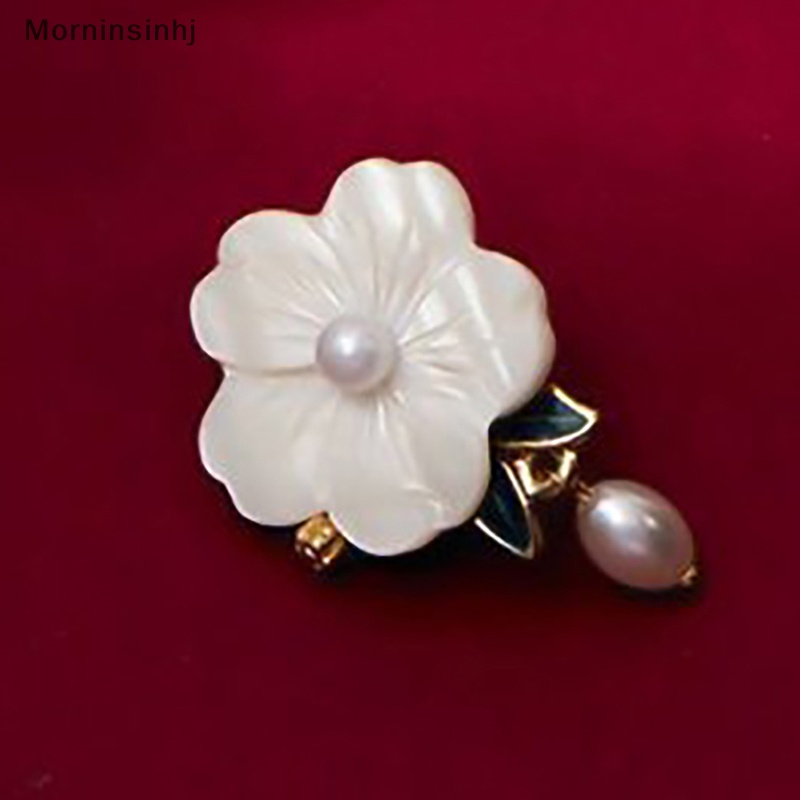 Mornin Fashion Vintage Bunga Bros Pin Dengan Liontin Mutiara Air Tawar Wanita Kostum Pakaian Brooch Jewelry id