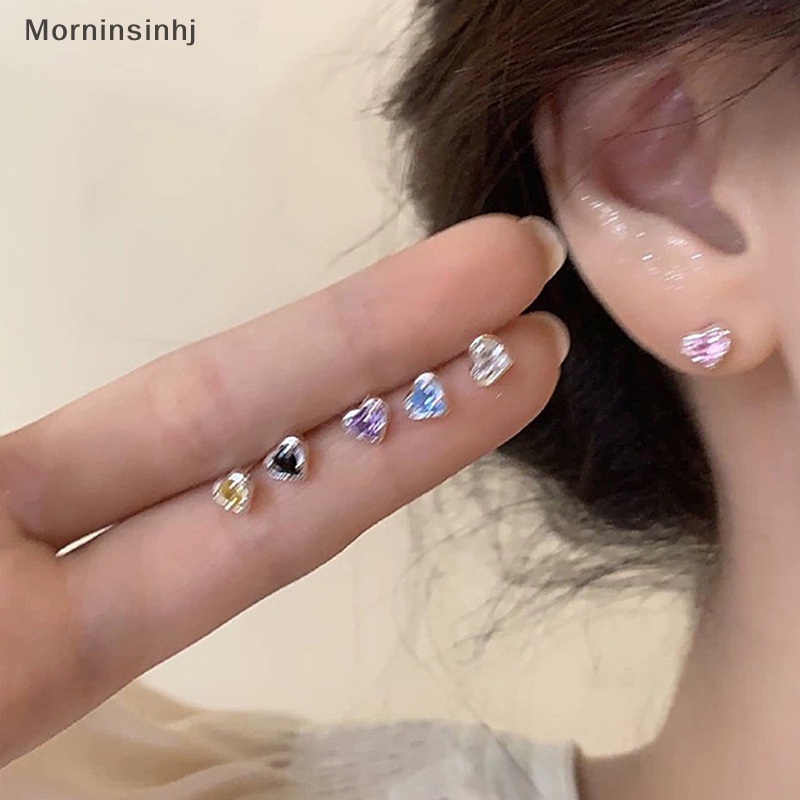 Mornin 1pasang Anting Stud Tulang Rawan Telinga Hati Mini Warna-Warni Untuk Wanita Y2k Aksesoris Perhiasan id