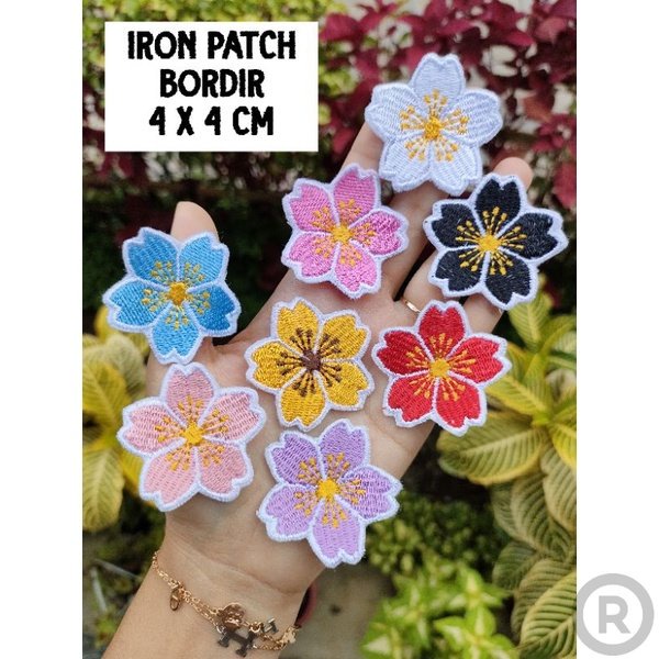 Bordir Bordir ( TINGGAL SETRIKA ) Iron Patch Full Bordir Flower Patch Iron Bordir Bunga Emblem Bordi