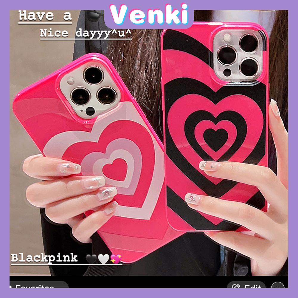 VENKI - Untuk iPhone 11 iPhone Case Hitam Merah Muda Mengkilap TPU Lembut Tahan Guncangan Perlindungan Kamera Hati Sederhana Kompatibel dengan iPhone 14 13 Pro max 12 Pro Max xr xs max 7Plus 8Plus