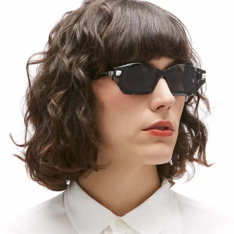 (YUZHU) Busana Barat Oversized Berbentuk Olahraga Color-blocking Personality Vintage Sunglasses