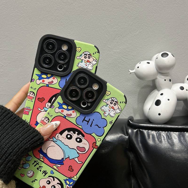 All New So Cute Love Shin-chan Leather Soft Case IPhone 7 Plus 8 Plus X XS XR XS Max 11 13 12 14 PRO Max 14 Plus Phone Case Girl Girl Women's Fashion