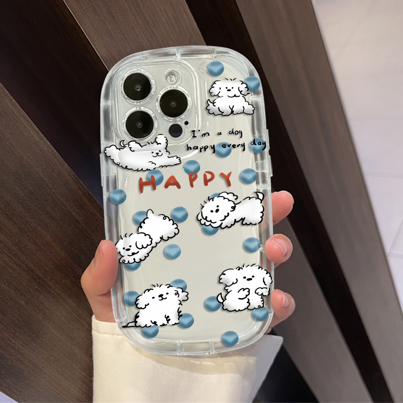 IPHONE Casing Ponsel Tahan Guncangan Anjing Lucu Kompatibel Untuk Iphone14 13 11 Pro Max12 8 7 Plus XS XR X Soft Casing Transparan TPU Silikon Bening Cover Pelindung