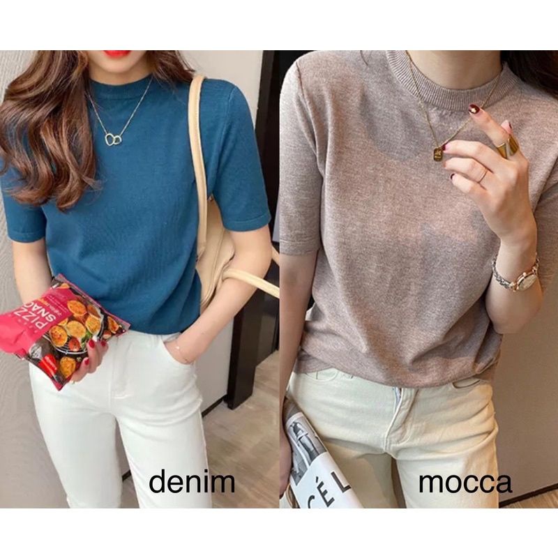 (B102) ROUND NECK BASIC KNIT top