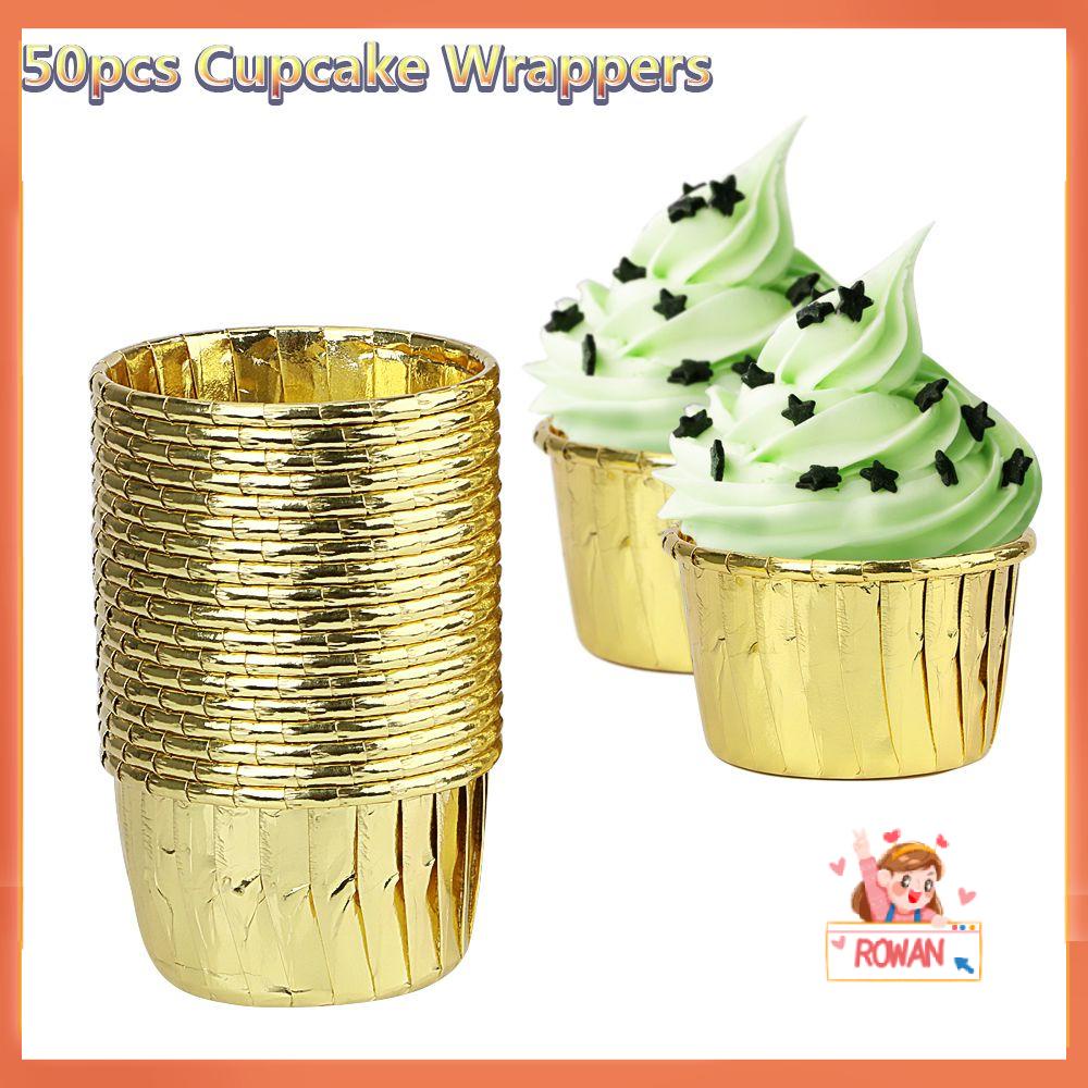 R-FLOWER Cupcake Wrappers DIY Coated Cake Liner Gold Silver Crimping Muffin Cases