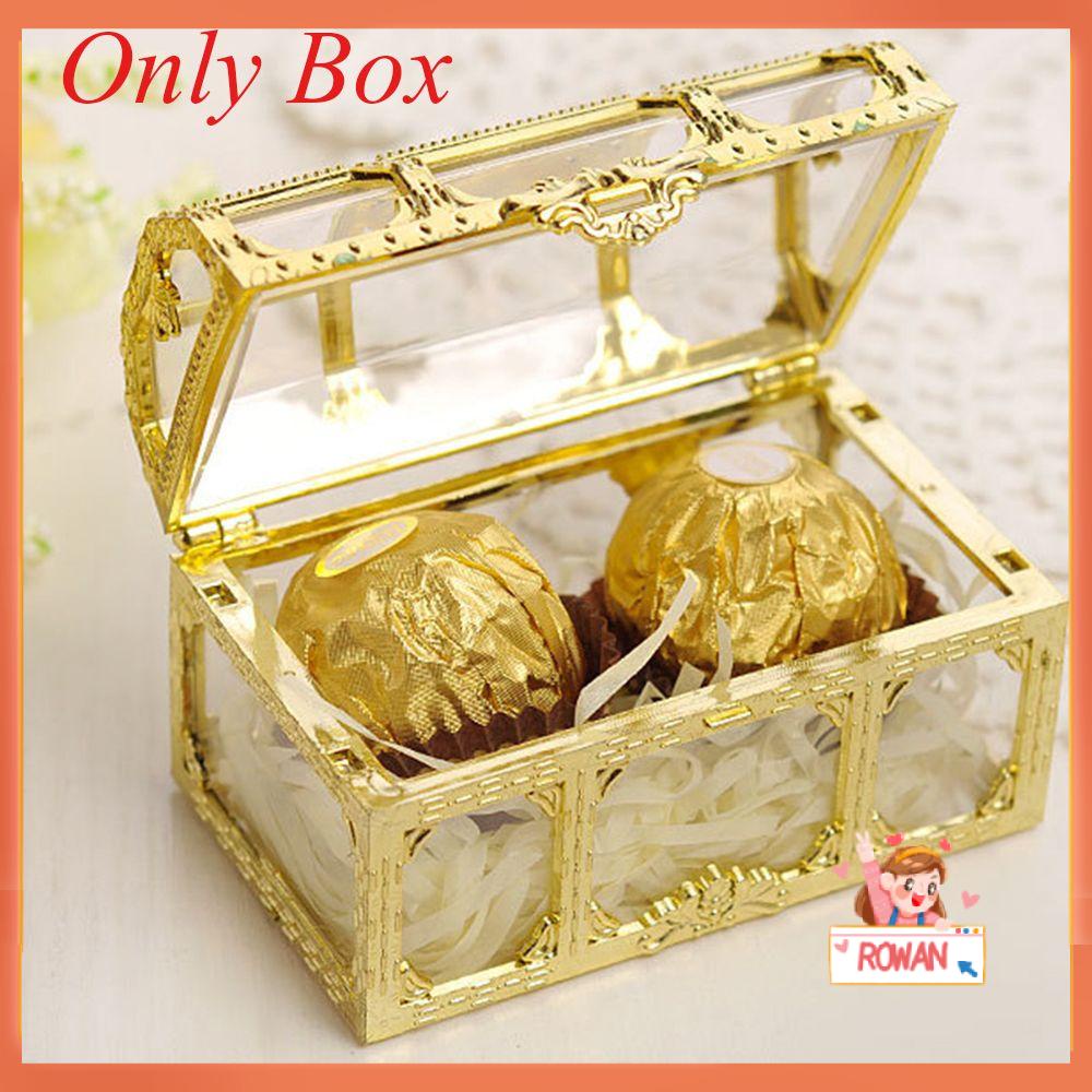 R-FLOWER Kotak Permen Organizer Perhiasan Transparan Plastik Treasure Chest Retro Souvenir
