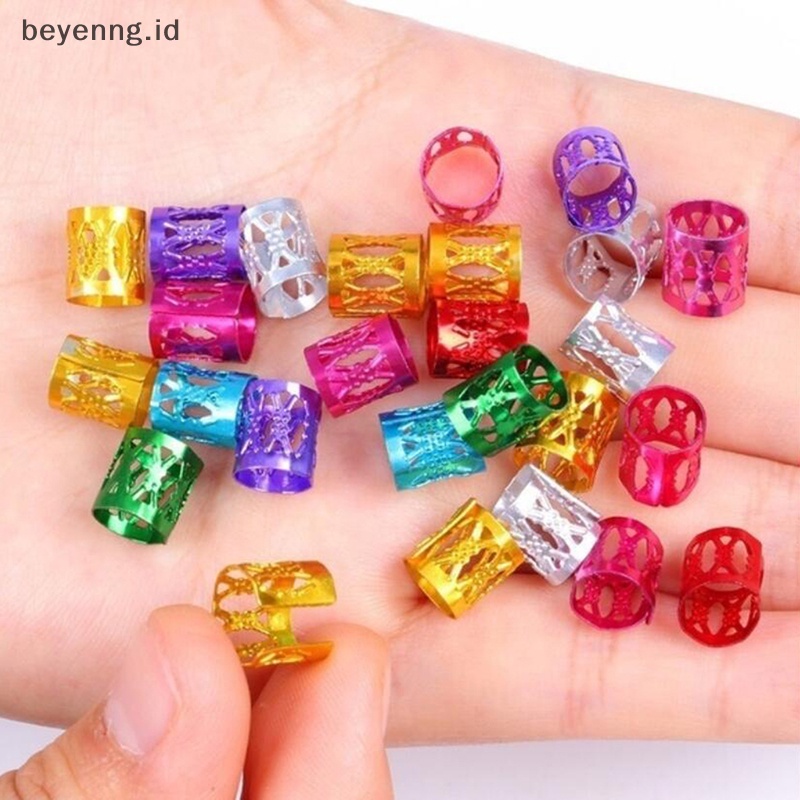 Beyen 100Pcs Dread Lock Adjustable Rambut Kepang Cuff Klip Manik-Manik Tabung Cincin Aksesoris ID