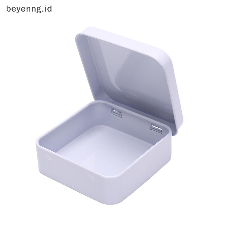 Beyen Wadah Kaleng Logam Mini Persegi Berengsel Flip Penyimpanan Tin Box Perhiasan Coin Case ID