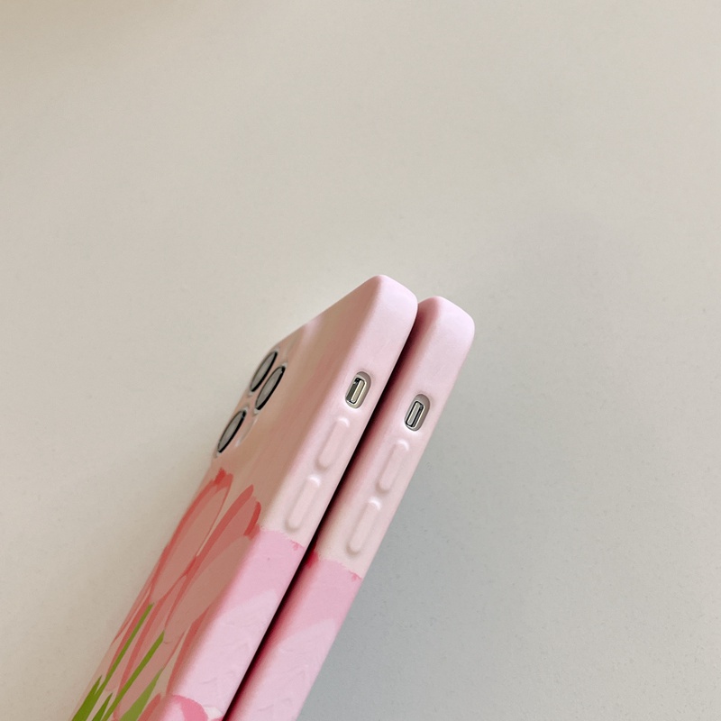 Nice Pink Tulip Soft TPU Case iP iPhone 6 6S 7 8 14 + Plus SE 2020 2022 X XR XS Max 11 12 13 Pro Max FTD Girl Woman Casing Apple