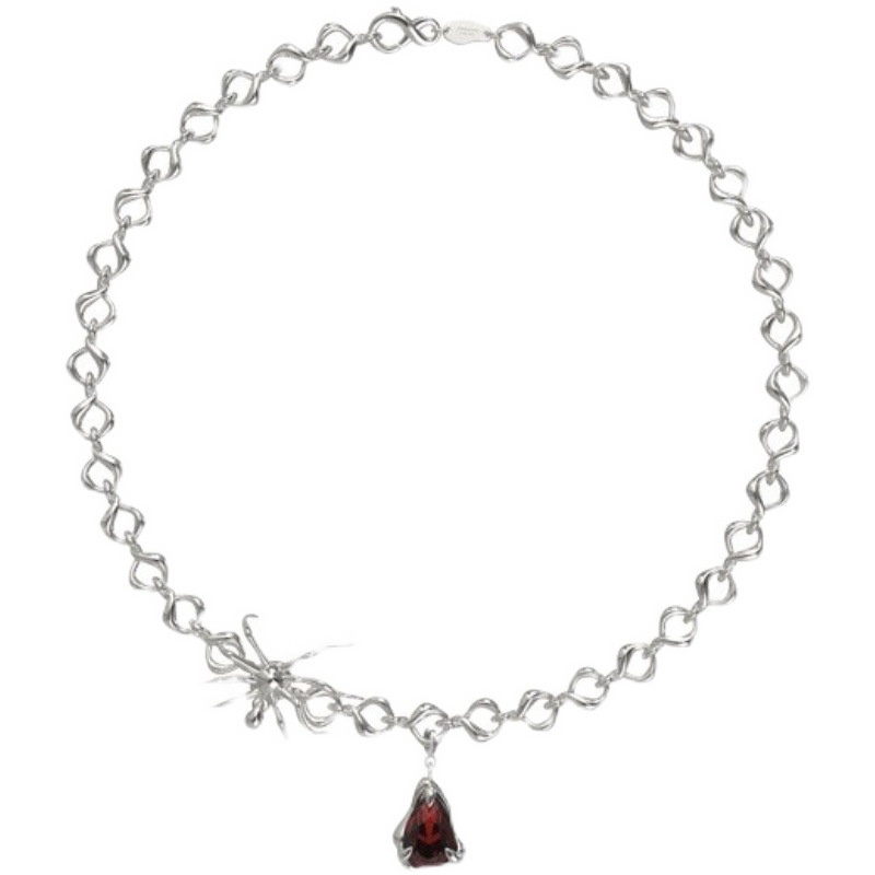 Hot Girl Unik Dark kvk Gaya Yang Sama Kalung Venom Spider Blood Drop Twist Ruby Influencer Klavikula Necklace